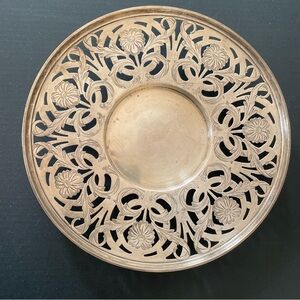 Antique Watson Art Nouveau Sterling Silver Pierced Etched Tray Scrolling Daisies